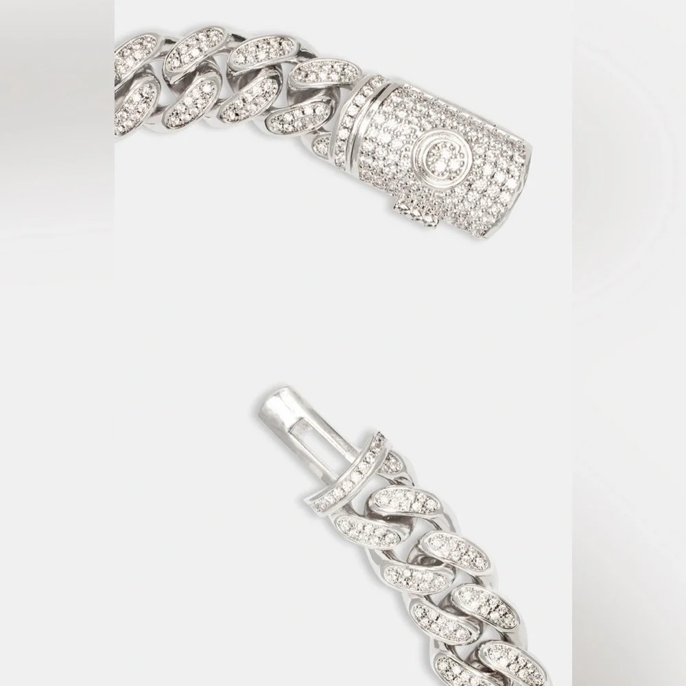 Classic 12mm Iced Cuban Link Chain - White Gold